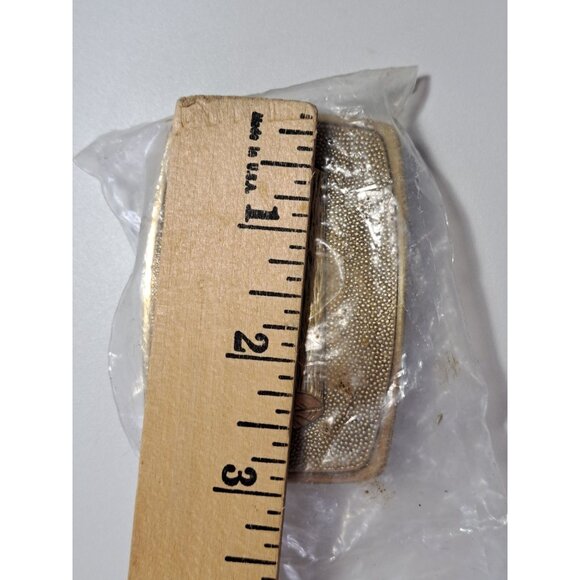 Vtg Brass Boy Scout Wood Badge Belt Buckle Camp Axe Log 2" X 3" Made USA NEW - Picture 4 of 6